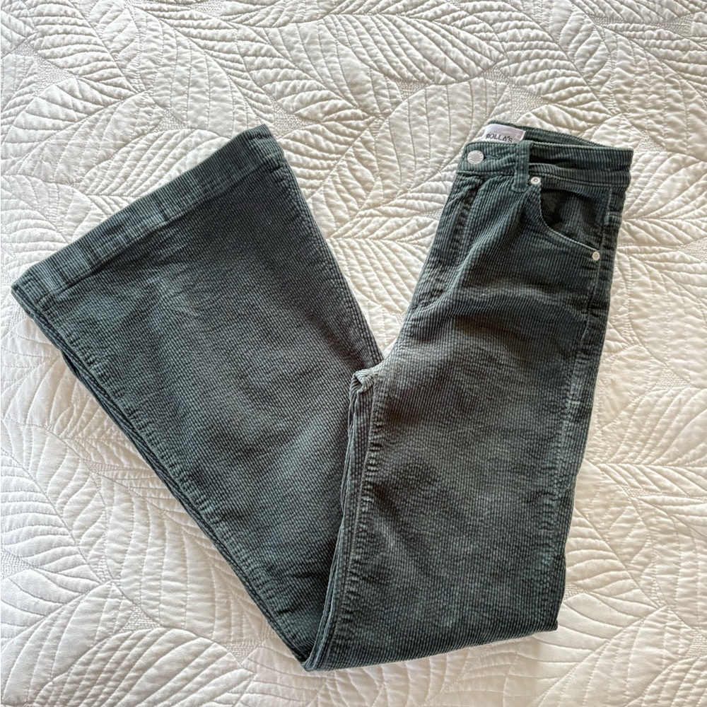 ROLLA'S Dark Green Corduroy Wide Leg Jeans